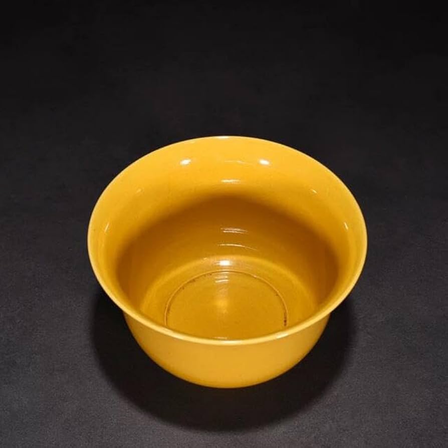 大明正徳年製 嬌黄釉 碗 古美術 高さ10CM 横16CM